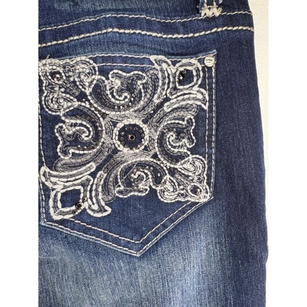 Nine West Jeans Womens 6 Dark Wash Embroidered Beaded Bootcut Denim Pants - Picture 4 of 11